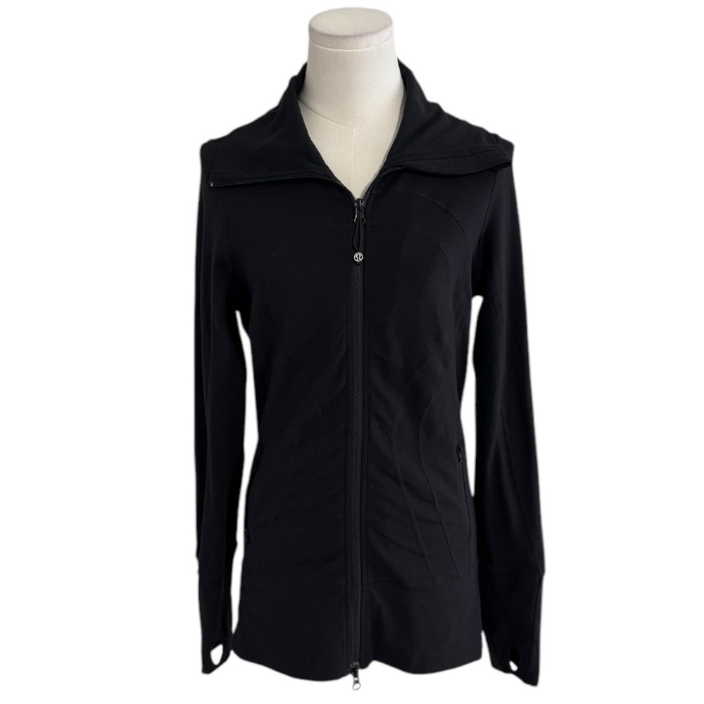 LULULEMON Black Zip Up Jacket Workout Casual Walking Gym Long High Neck Size 6